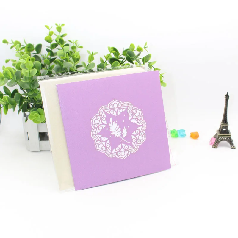 (10 шт./лот) бренд leiso 3D Pop Up Flower Tree праздничные открытки ручной работы Лавандовая