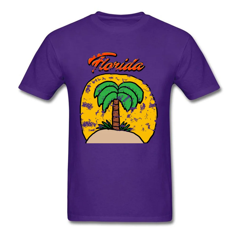 Vintage Florida Design Pure Cotton Student Short Sleeve Tops Shirts Group Lovers Day Tshirts Special Round Neck Tops & Tees Vintage Florida Design purple