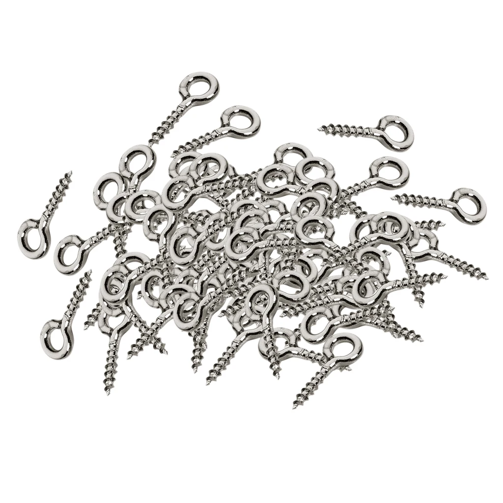 200pcs Eye Bolts Needle Screw White K Eye Pin Keychain DIY Pendants Supplies