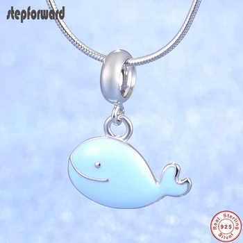 

Popular Fashion New Design Blue Enamel Whale Original Necklaces Beautiful Summer Style 925 Sterling Silver Cute Pendant Necklace