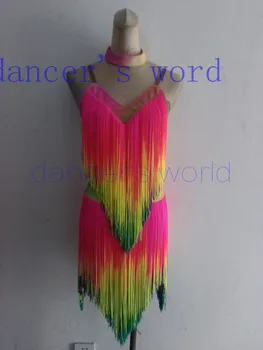 

New style latin dance costumes senior sexy colors tassel latin dance dress for women latin dance dresses S-4XL