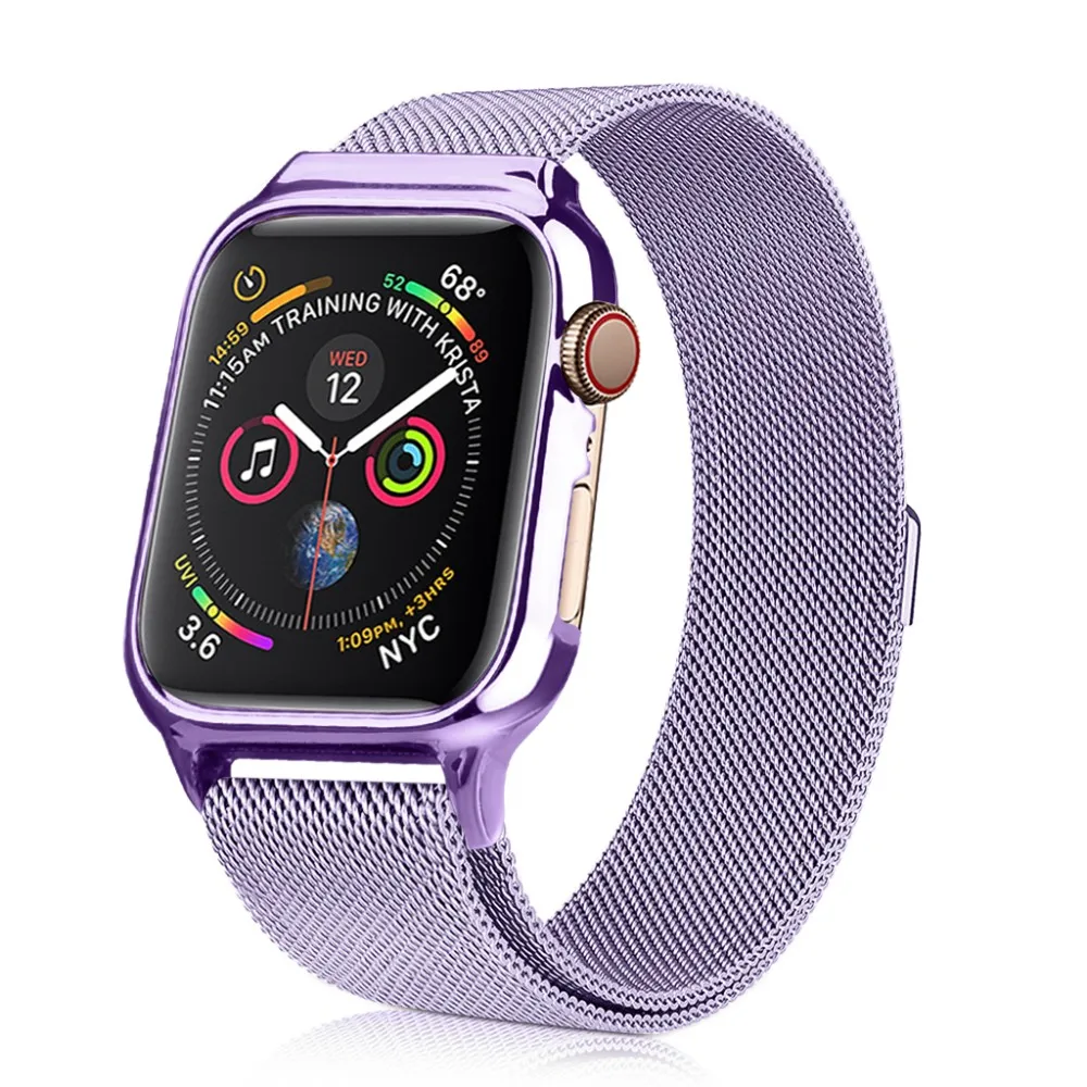 Миланская петля на магнитной застежке для Apple Watch Series 5, 4, чехол-браслет из нержавеющей стали, ремешок Ремешок для iWatch 40 мм, 44 мм, крышка ремешка