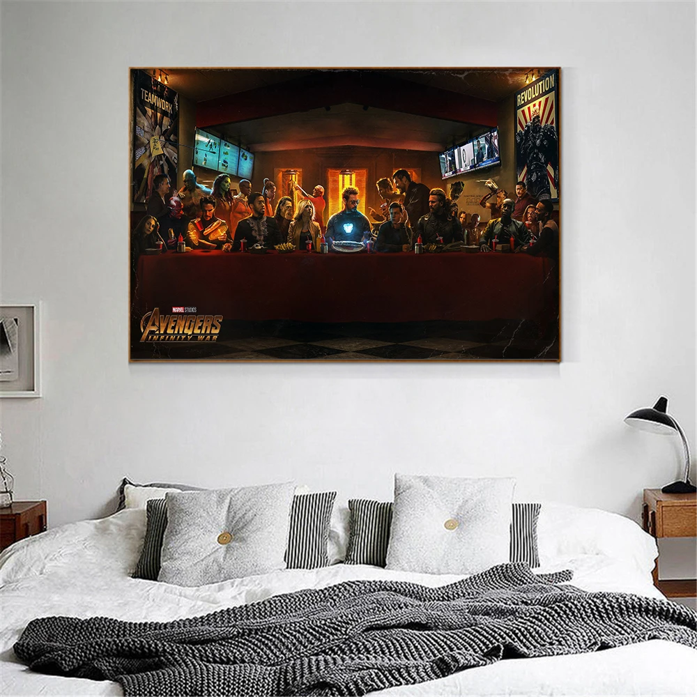 Плакат Принт Мстители Бесконечная война символов Тайная вечеря холсте настенные панно для Гостиная украшения кино живопись Marvel