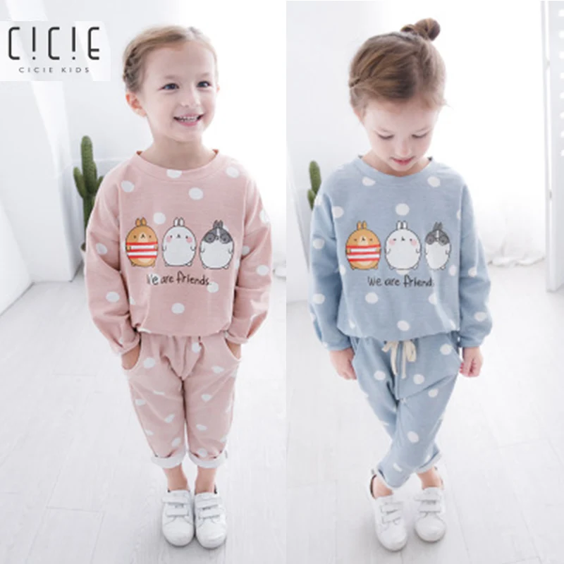 

Kids Girls Sport Suit Winter Clothes Set Animal Sweatshirt Pants Autumn Long Sleeve Tracksuit Costume Child Clothing 2-8Years