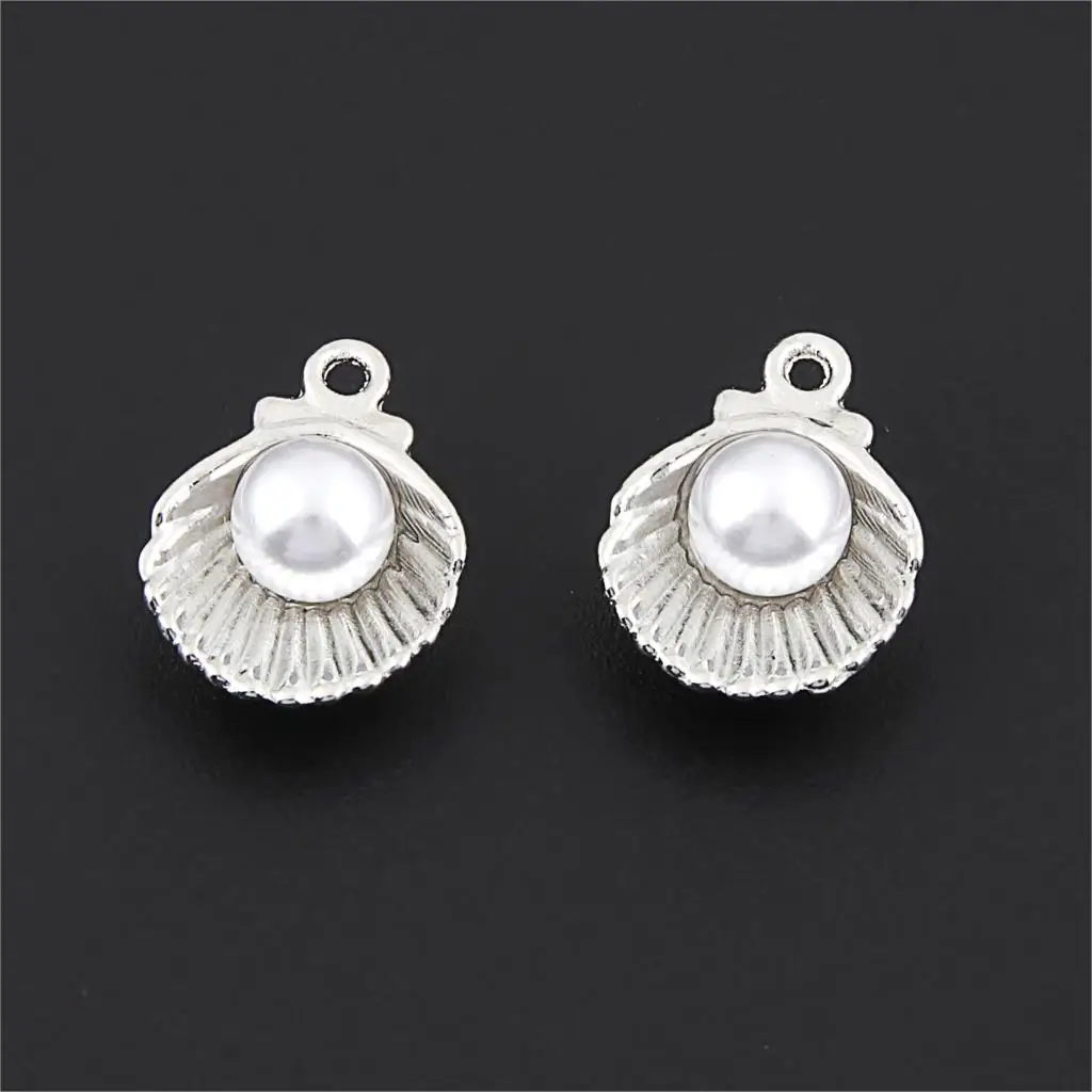 

10Pcs Antique Silver Shell Pearl Charms Nautical Pendant Finding Choke Bracelet Handcrafts Jewelry Supplies 12X15mm A3161/A3166