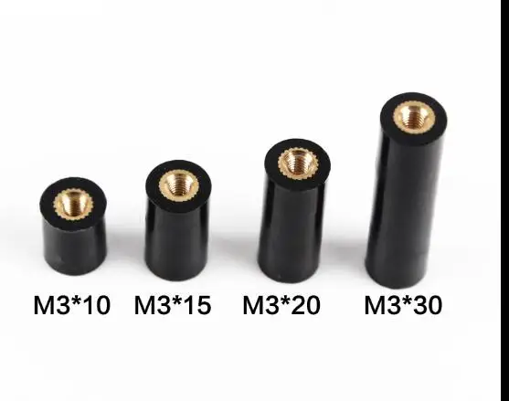 

10pcs/lot M3X10/15/20/25/30mm Copper insert black bakelite support column Combination with spring washer column screw