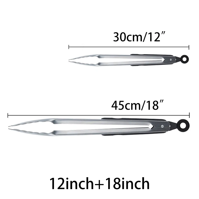 12inch 18inch Нержавеющая сталь барбекю щипцы для салата льда Еда Тонг Хлеб шведского стола блокировки Кухня Тонг зажим комплект Гриль Аксессуары для барбекю 12/16/18 дюймов - Цвет: 12inch 18inch