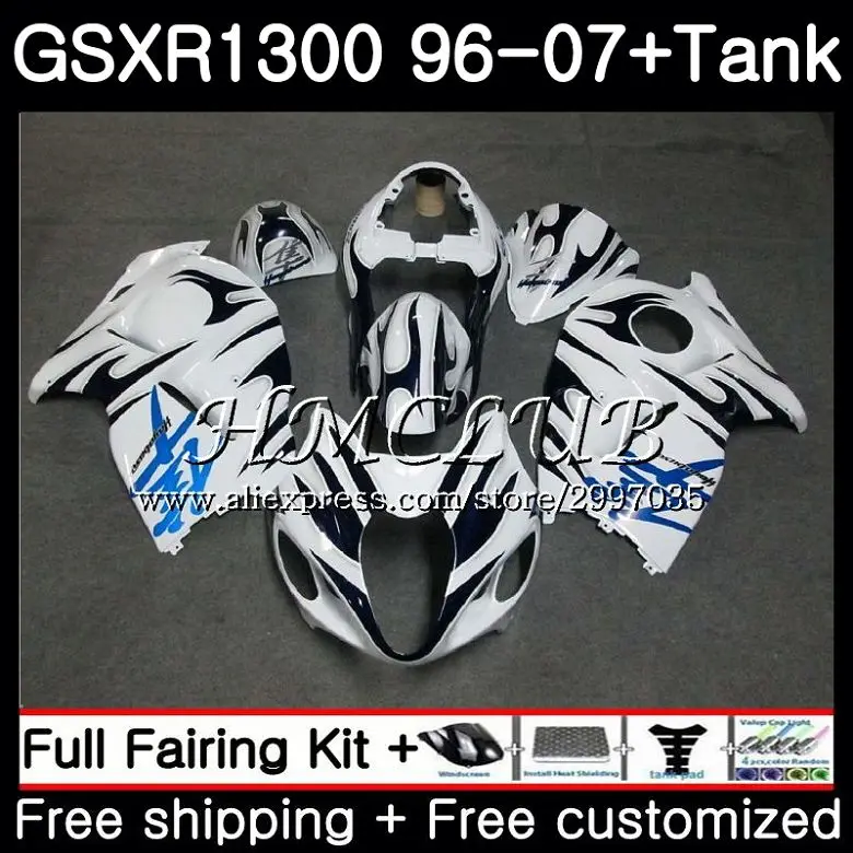 Комплект для SUZUKI Hayabusa GSXR-1300 1996 1997 1998 1999 2000 2001 39HC. 4 GSXR 1300 GSXR1300 черно-белые 96 97 98 99 00 01 обтекатель