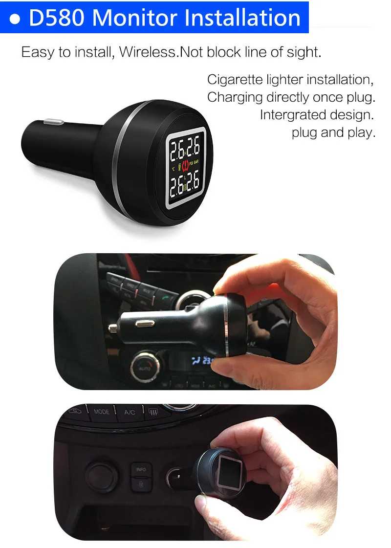 TPMS Careud беспроводная система контроля давления в автомобильных шинах TPMS с 4 внешними датчиками с ЖК-дисплеем USB Автомобильное зарядное устройство