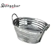 Dongzhur 1 шт. железный Мини-раковина Кукольный дом Компактная и мини-ванна Модель серебряные милые игрушки двойная ручка мини-бассейн для воды
