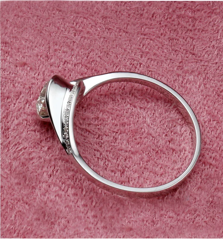 Крутить настройку 0.5ct славный одноцветное au585 качества Белое золото синтетических алмазов кольцо для Для женщин свадебные классические ювелирные изделия