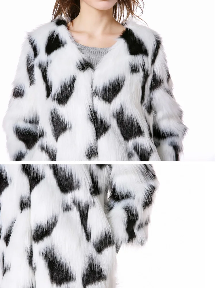 S/2xl женская зимняя Осенняя длинная Меховая куртка Manteau Femme Hiver Abrigo Mujer, черное пальто из искусственного меха смешанного цвета K1161