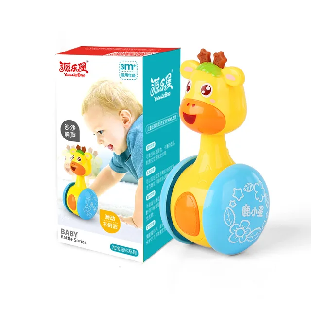 Novelty Funny Fawn Baby Rattles Nodding Tumbler Toy 0-12 Months Music Roly-poly Educational Xmas Gifts 4