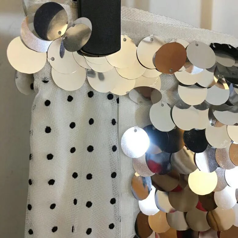 Новое поступление Blingbling длинная юбка Женская Лоскутная белая юбка в горошек сетка Модный Блестящий кружевной наряд для девочек