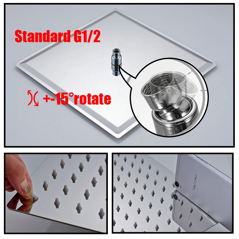 Multiple Sizes Options SUS304 Square Shower Head Chrome Ultrathin Rainfall Shower Head Ceiling Wall Top Over Sprayer Antirust shower head shower nozzle
