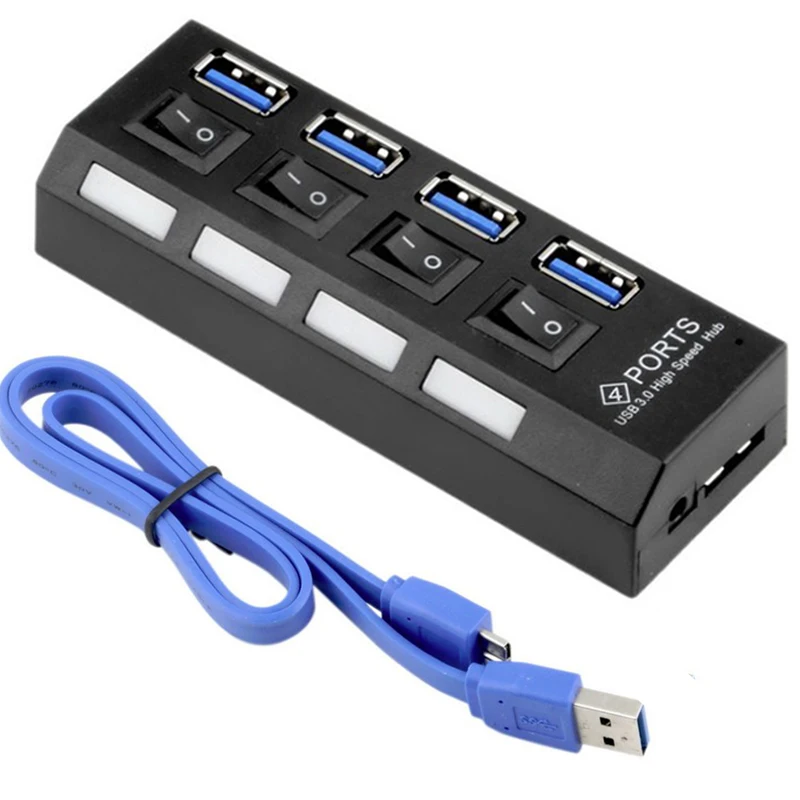 Usb-хаб USB 3,0 концентратор 4 порта Мульти USB разветвитель 4 хаб с адаптером питания высокоскоростной USB3.0 многопортовый 3,0 концентратор для портативных ПК