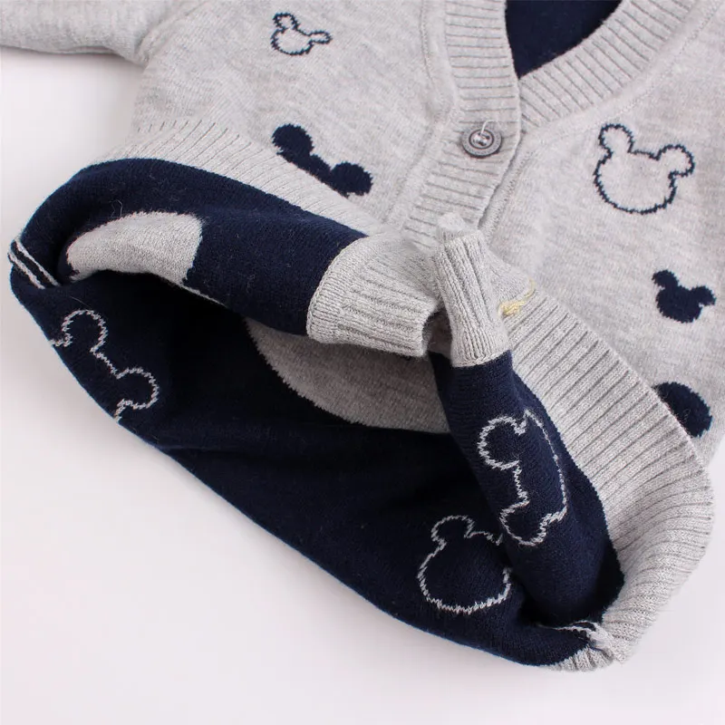 Mickey Cotton Baby Boy Sweater V Neck Cardigan for Infant Kids Girls Soft Comfortable Crochet Knitting Warm Outfit Autumn Winter (4)