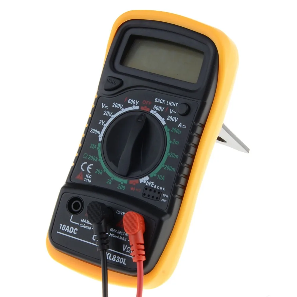 

LED Digital Display Multimeter Portable Multi Meter Auto Car AC/DC Voltage DC Ammeter Resistance Tester Blue Backlight Handheld