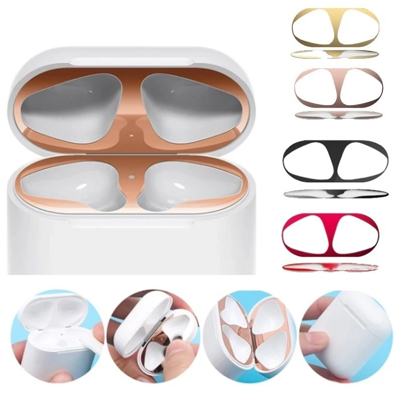 

Metal Dust Guard Guards For Apple AirPods Case Cover Plating Hoesje Skin Chip Earphone Etui Coque Casa Stofbeschermingssticker