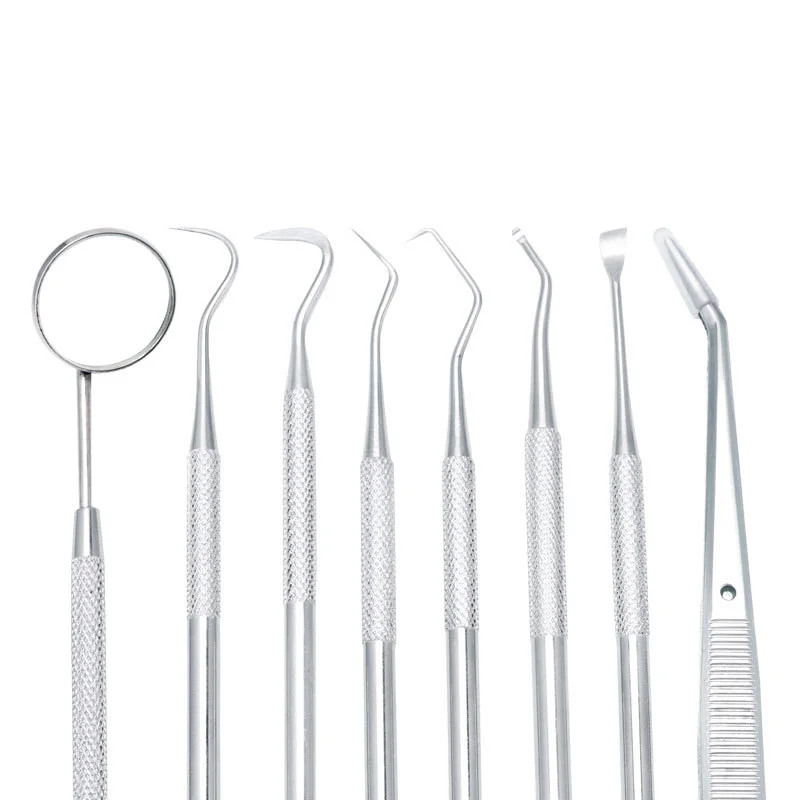 

5Pcs Dental Mirror Stainless Steel Dental Dentist Prepared Tool Set Probe Tooth Care Kit Instrument Tweezer Hoe Sickle Scaler