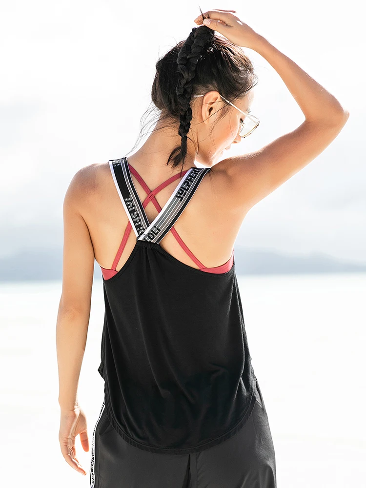 

2019 summer women sleeveless fitness vest exercise workout sports t shirts fitness running vest yoga top gym clothing t shirt