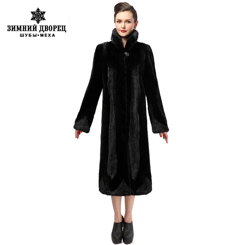 Women new models mink coat, mink coat black, coat of natural mink fur