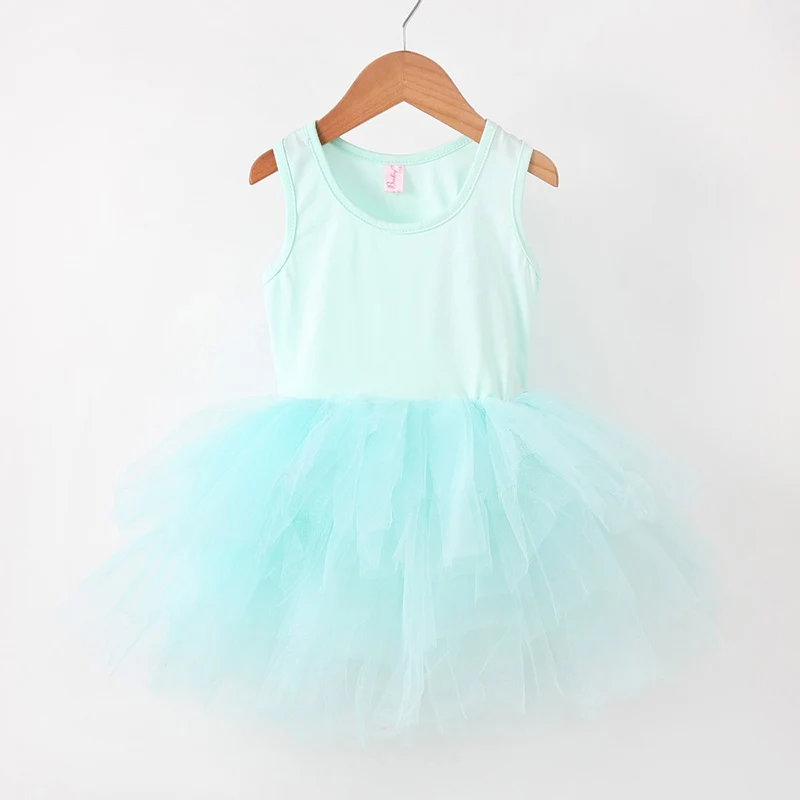 Летнее платье-пачка для маленьких девочек; вечернее платье принцессы ярких цветов для девочек; балетное платье для танцев; детское платье без рукавов; Vestidos - Цвет: Небесно-голубой