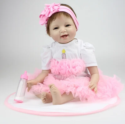 

New 55cm silicone reborn baby doll kids baby girls birthday holiday gift children brinquedos doll toys