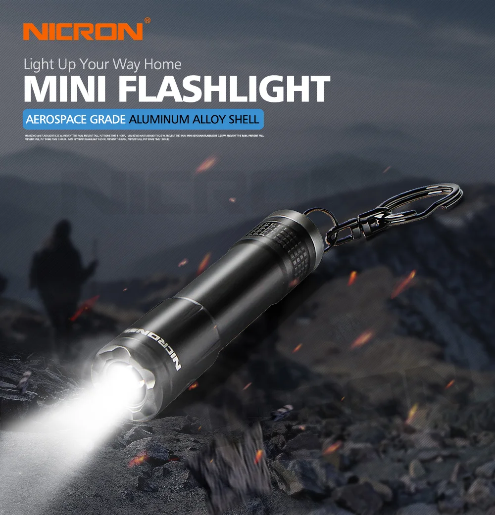 NICRON 0,5 W 20LM светодиодный фонарь Водонепроницаемый IPX4 1 АА мини брелок фонарик 24 м дальность луча для дома для домашнего использования на открытом воздухе N1