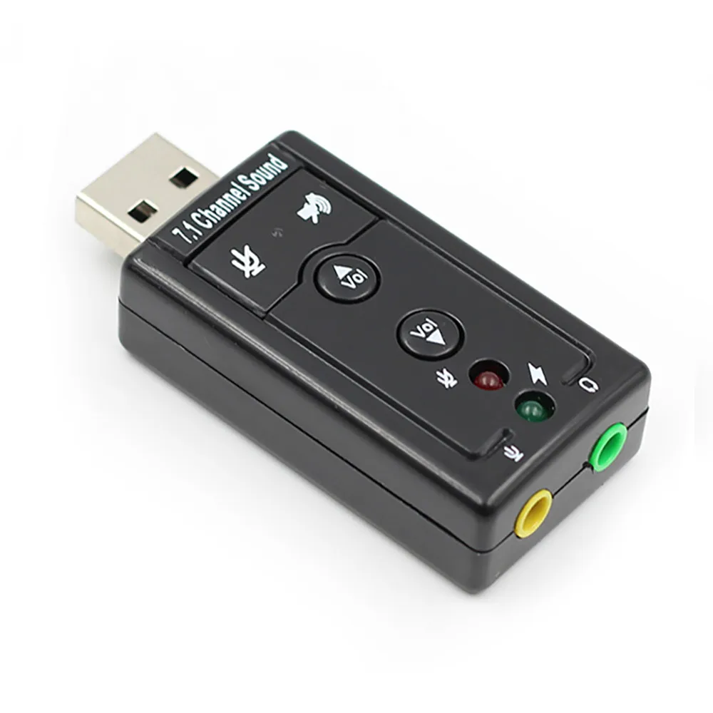 Черный 7,1 Внешняя USB звуковая карта USB к разъему 3,5 мм аудио адаптер для наушников микрофонная Звуковая карта для Mac Win Compter Android Linux - Цвет: Черный