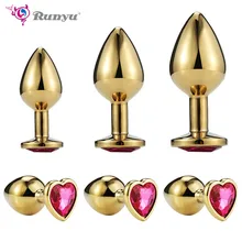 Intimacy Product Golden Butt Plug for Men Metal Jewel Anal Plug Anal Toy for Men Gay
