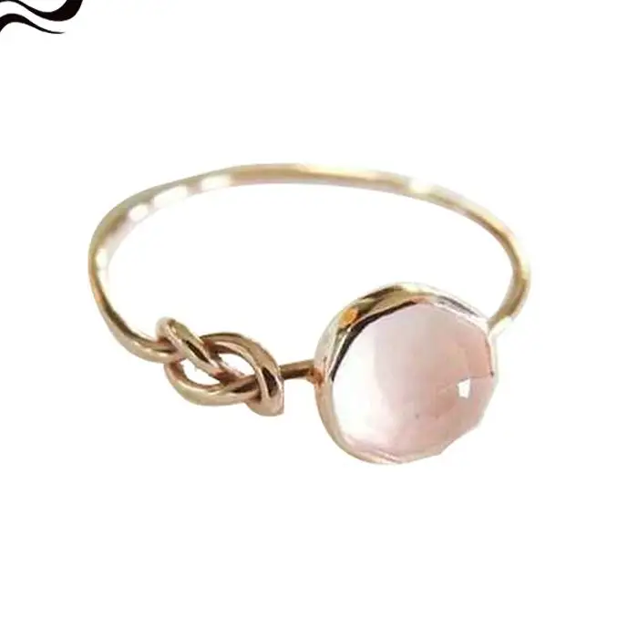 Горячая Распродажа, кольца с розовым кристаллом и лунным камнем, Европейская мода, женские креативные кольца с узлом, покрытые розовым золотом, ювелирные изделия, размер