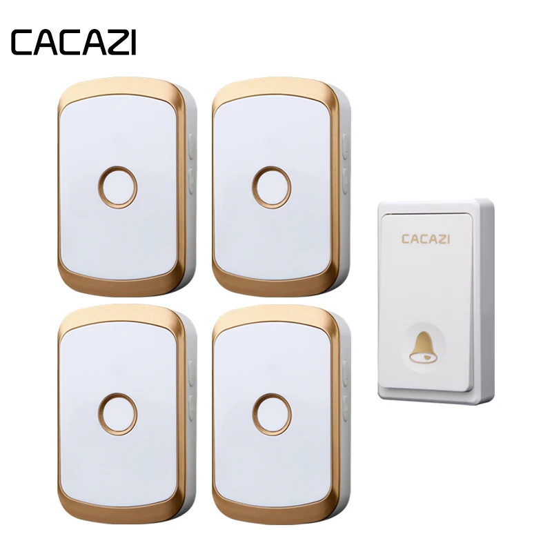 

CACAZI Self-powered Waterproof Wireless Doorbell LED Light No battery Button 200M Remote Home cordless doorbell EU Plug 36 Chime