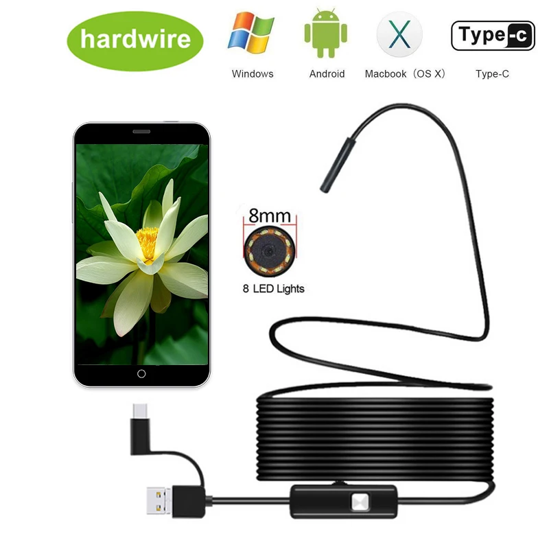 

Mini Video Camera IP67 1080P Android 8MM Micro USB Type-c USB 3-in-1 Computer Endoscope Borescope Tube Waterproof USB Inspection