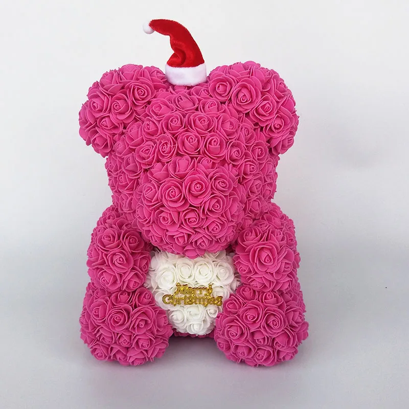 Плюшевый медведь Роза медведь с сердцем искусственные розы Пена розы цветок Рождество украшение для дома Рождественский подарок