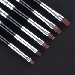 6 шт. акриловые черный Живопись Рисунок Pen Brush Set плоский ноготь Книги по искусству Инструмент УФ-гель для ногтей кисти комплект с Съемный