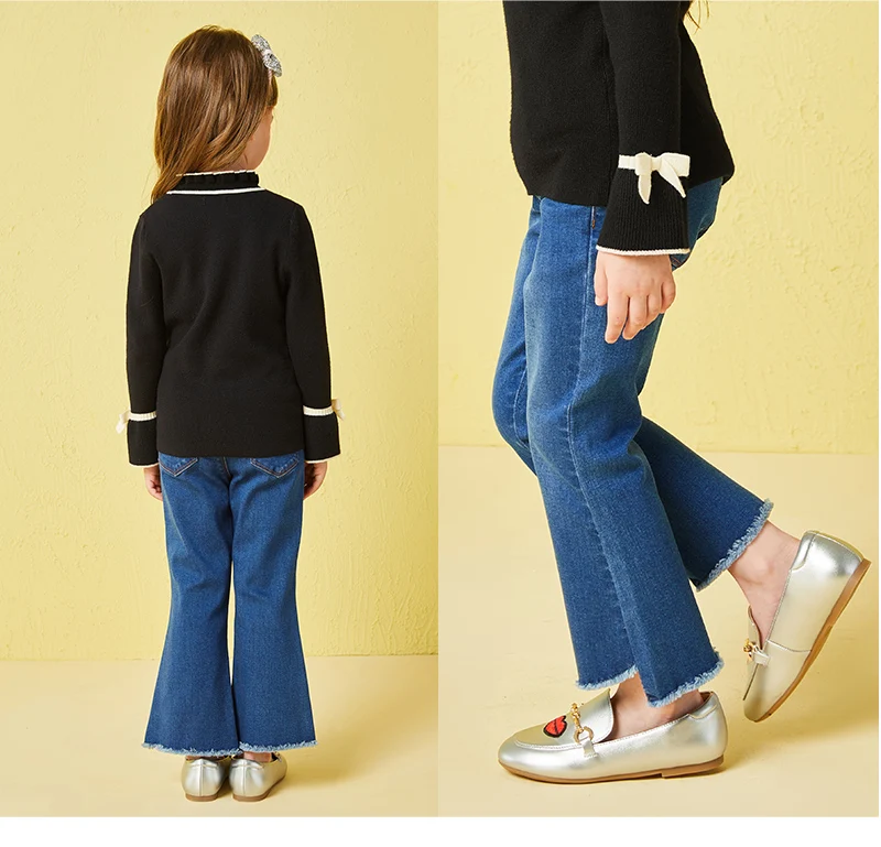 Balabala/джинсы для девочек; детские леггинсы для маленьких девочек; укороченные брюки с потертостями; джинсовые штаны для маленьких девочек