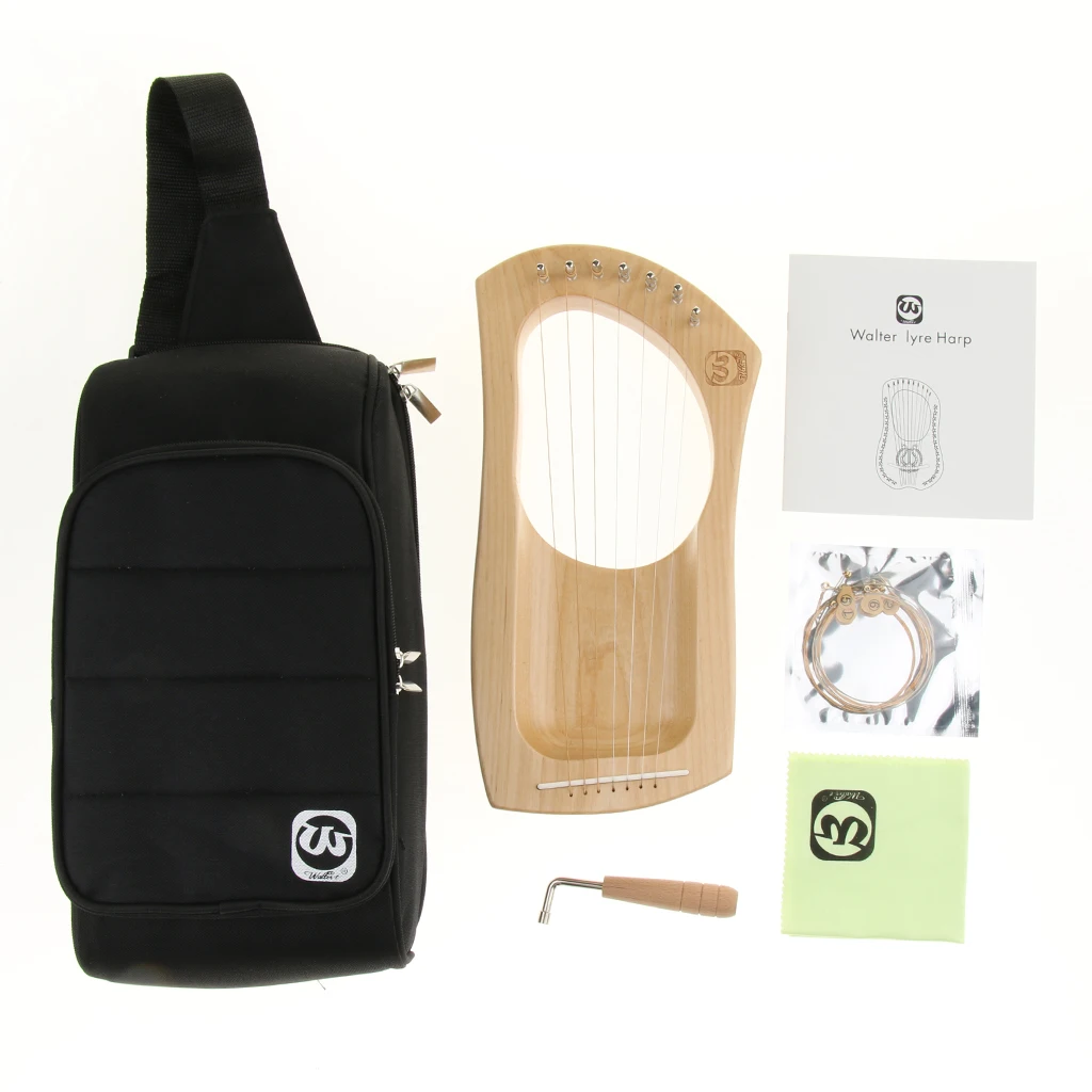 Mahonie Hout Harp 7-String Harp Met Stemsleutel Snaren En Tas Musical Snaarinstrument Onderdelen Voor Band Prestaties Mahonie Hout Harp 7-String Harp Met Stemsleutel Snaren En Tas Musical Snaarinstrument Onderdelen Voor Band Prestaties