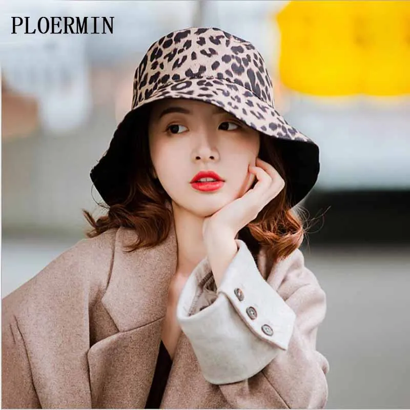 PLOERMIN Складная хлопковая Панама с леопардовым принтом для женщин двухсторонние