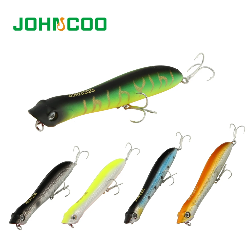 

JOHNCOO Popper Fishing Lure Bait with Sharp Hook 120mm 18.6g Top Water Floating Lure Wobbler Artificial Swimming Bait Pike