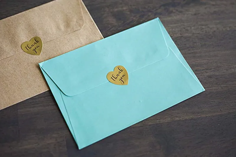 500 шт в форме Золотого сердца Спасибо наклейки этикетки для печати для свадьбы для украшения детского душа украшения наклейки на конверте