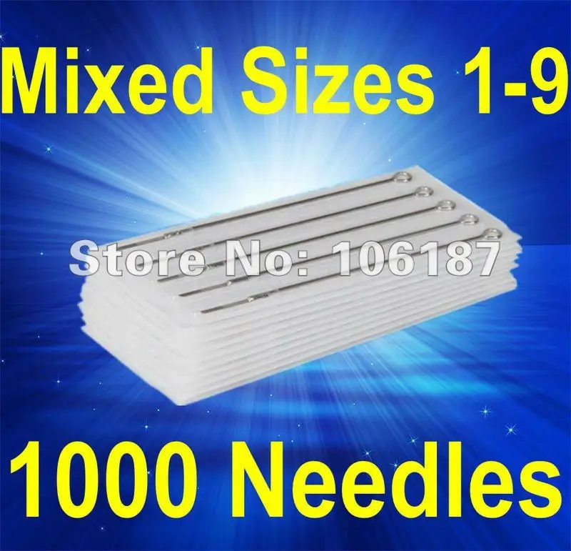 

1000x Sterilized TATTOO Machine NEEDLES Assorted Sizes Supplies 1-9Size