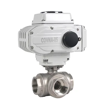 

1/2 inch Motorized 3 Ways Threaded Ball Valve On Off Type Stainless Steel 304 T Port L Port PTFE Seat