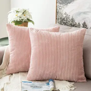 

Soft Soild Decorative Square Throw Pillow Covers Set Cushion Cases Comfortable Corduroy Pillowcases for Sofa Bedroom Car
