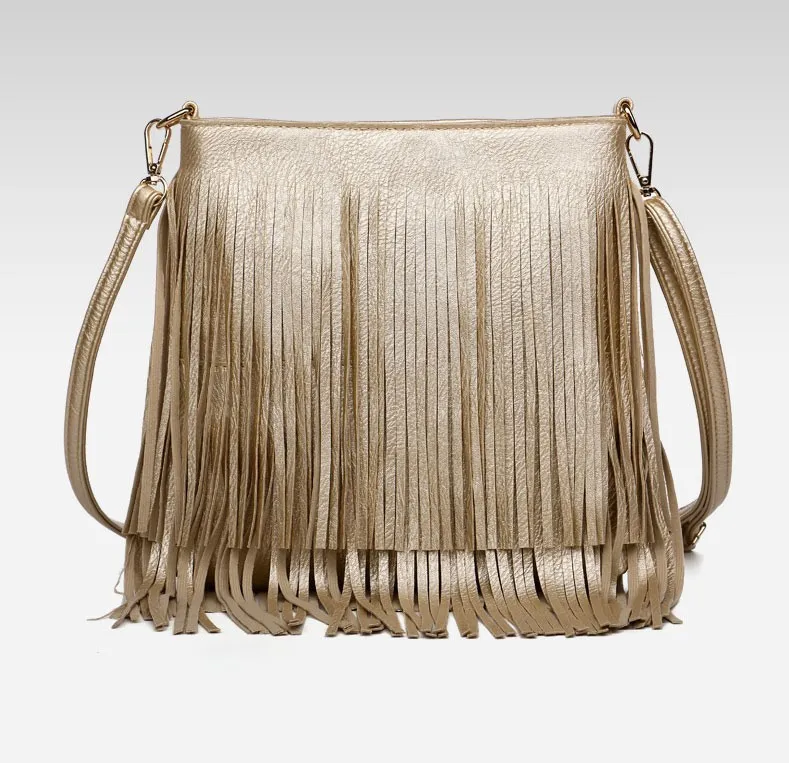 New Fashion Fringe Bag Gold Crossbody Bags Classic Women Shoulder Bags Casual Tote with Tassels Messenger (1)