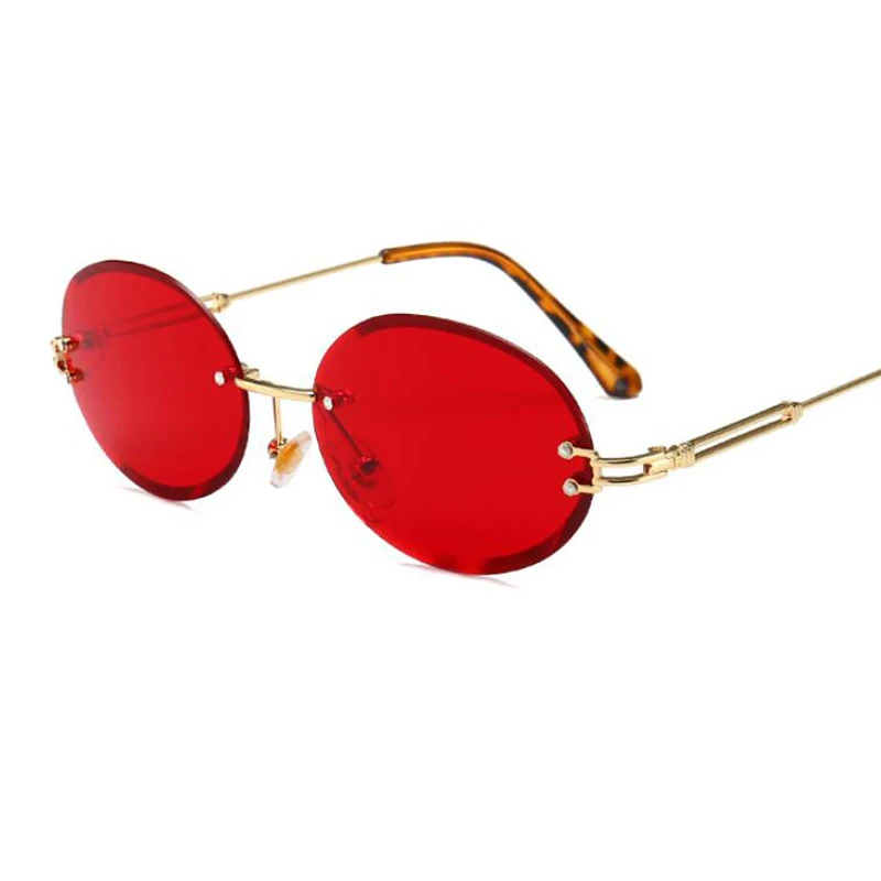 dinero Celebridad Adaptado Gafas de sol ovaladas pequeñas para mujer, lentes de cristal rojo de lujo,  sin montura, a la moda, con gradiente, de marca - AliExpress
