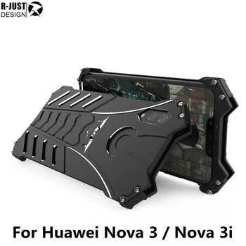 

R-Just For Huawei Nova 3i Case Cover Luxury Hard Metal Aluminum Frame Shockproof Armor Phone Case for Nova 4 3 Back Cover Funda
