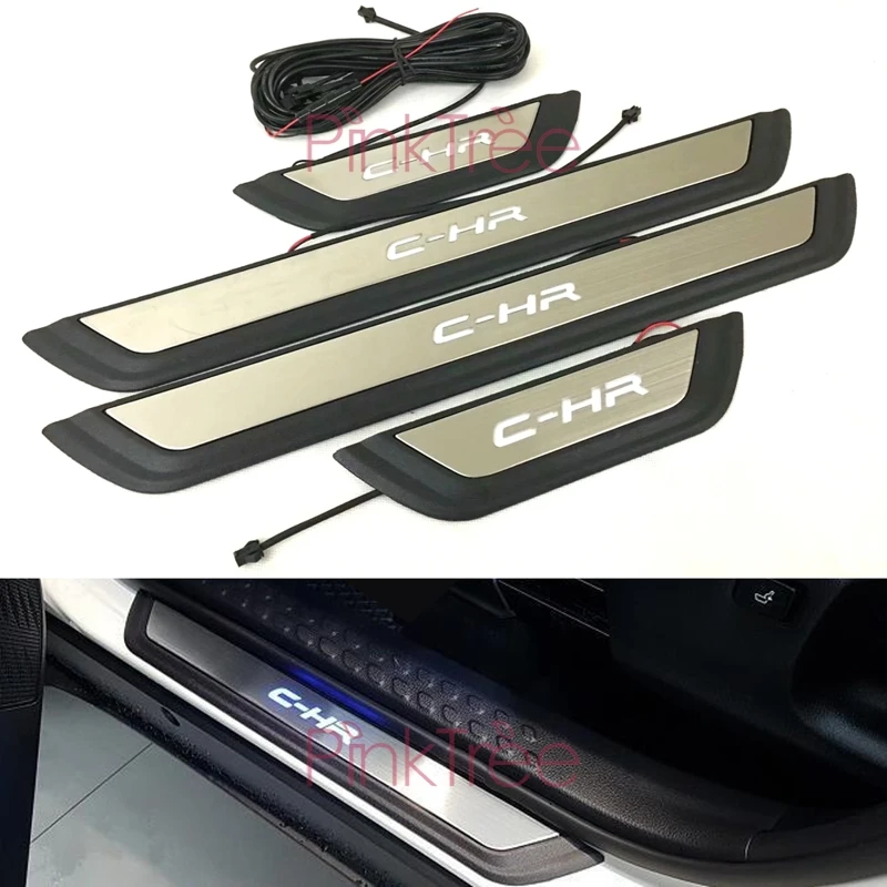 For Toyota C HR CHR 2018 Door Sill Scuff Plates Cover or with LED Light