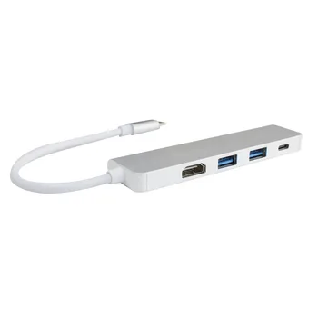 

Usb-c Convert Hdmi+usb3.0+pd 4in1 Converter for Apple Samsung Huawei Mobile Phone Converter S-1654 silver