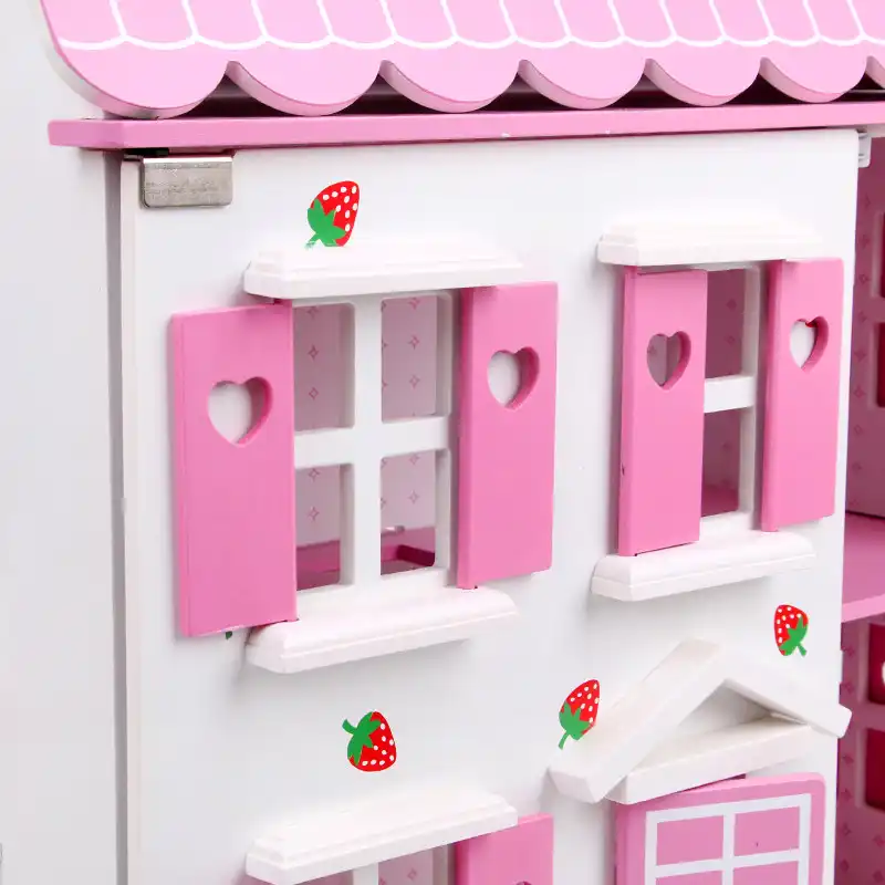 pink and white dolls house